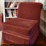 F50. Maroon colored slipper chair. 32&rdquo;h x 26&rdquo;w x 32&rdquo;d 